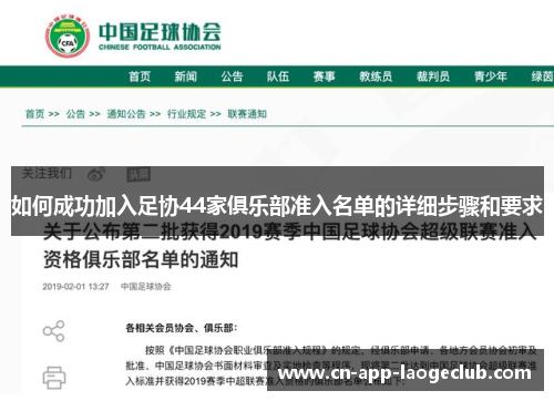 如何成功加入足协44家俱乐部准入名单的详细步骤和要求