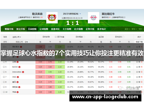 掌握足球心水指数的7个实用技巧让你投注更精准有效